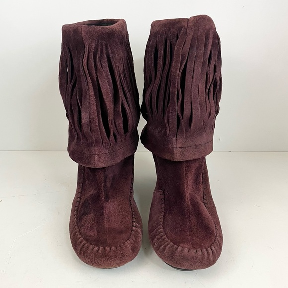 Born Banbury Chianti Suede Leather Fringe Boot Women’s Size 7.5 - Picture 3 of 16